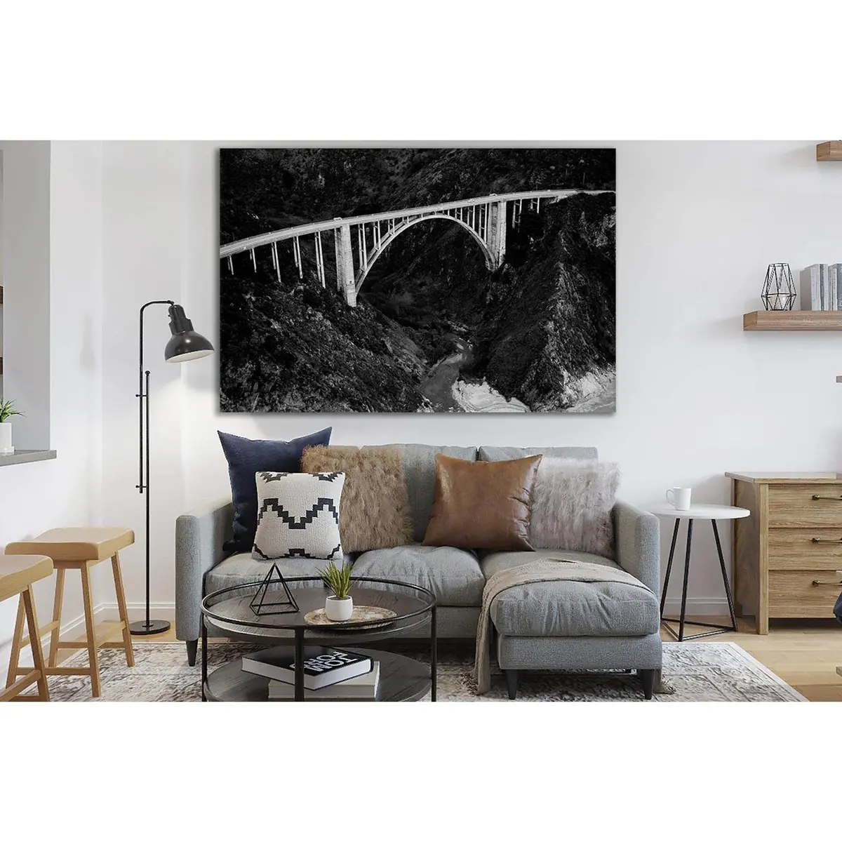 Moody Bixby Bridge Black And White №Sl1146 Ready To Hang Canvas Print 1