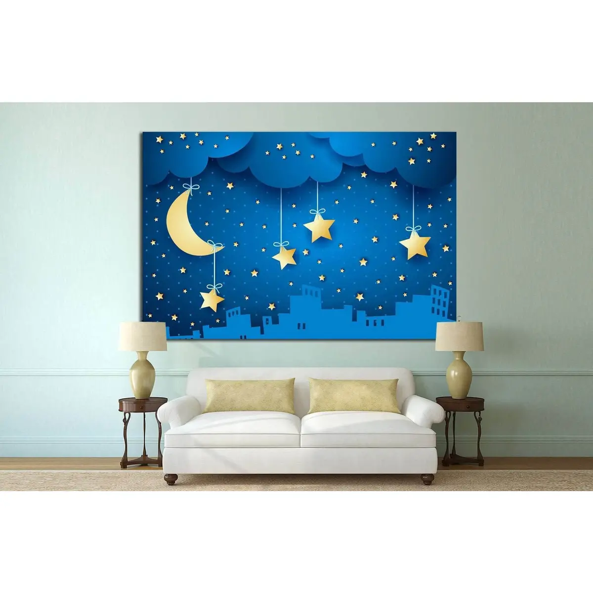 Moon And Skyline №735 Ready To Hang Canvas Print 3