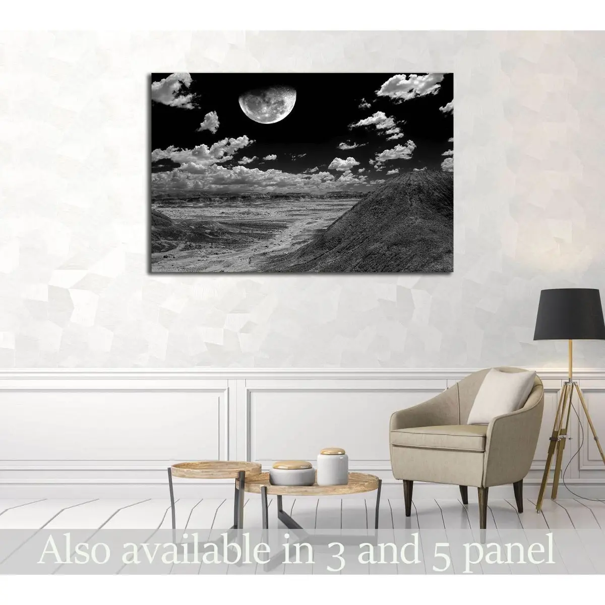Moon And Spring Landscape In The Arizona Desert Usa №2867 Ready To Hang Canvas Print 1