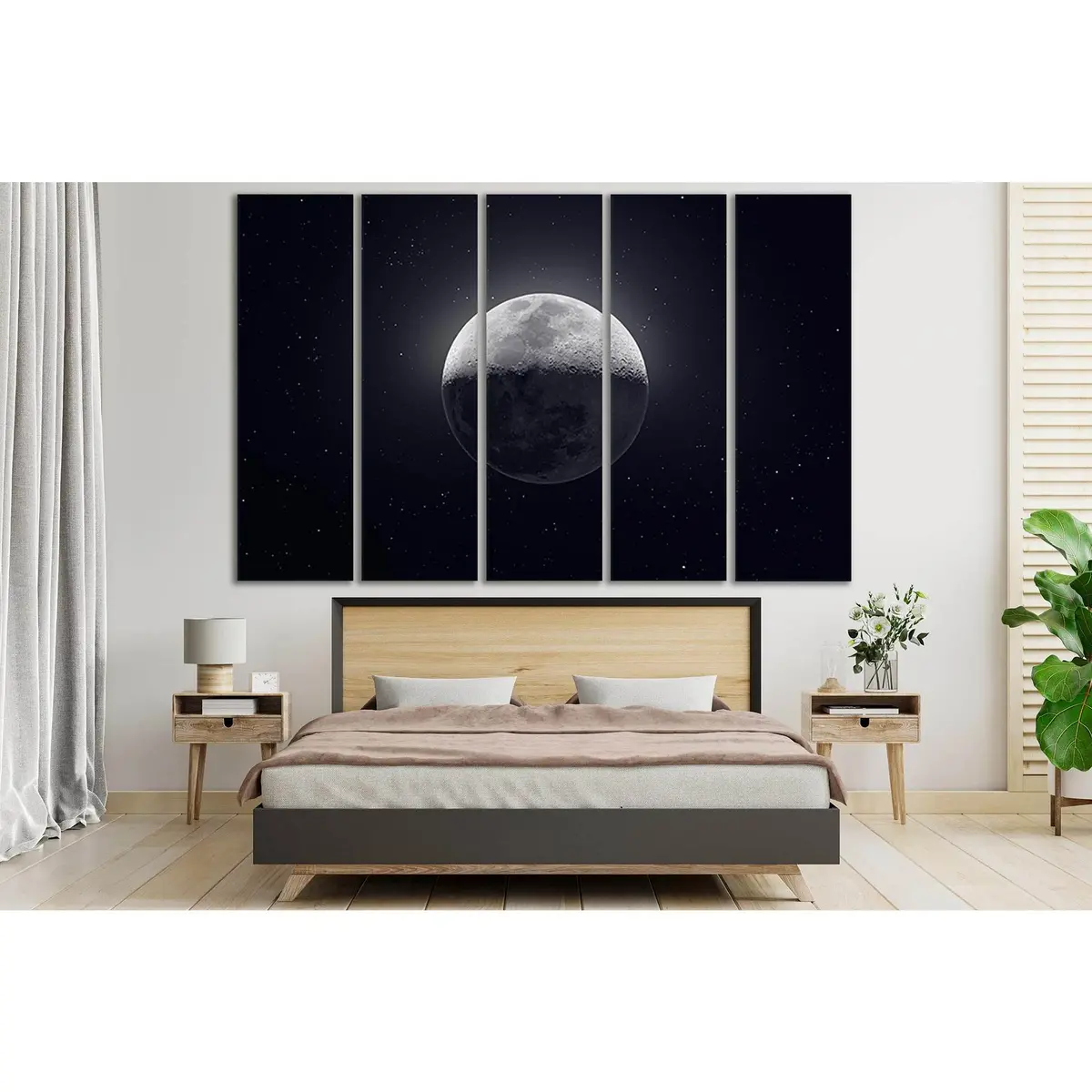 Moon Close-Up SL433 Canvas Wall Art – Ready-to-Hang Print - Image 3