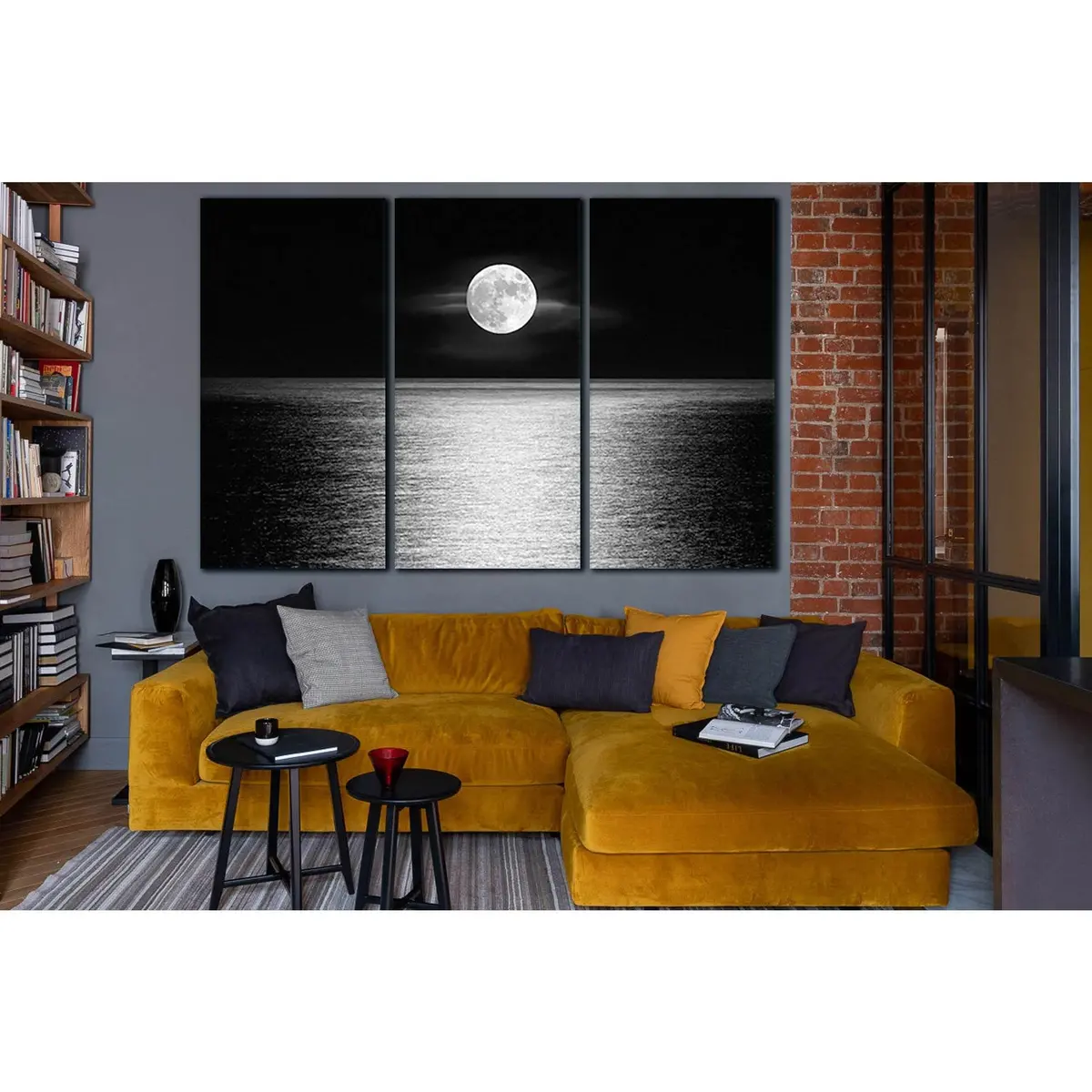 Moonlight Over The Ocean Black And White №Sl856 Ready To Hang Canvas Print 5