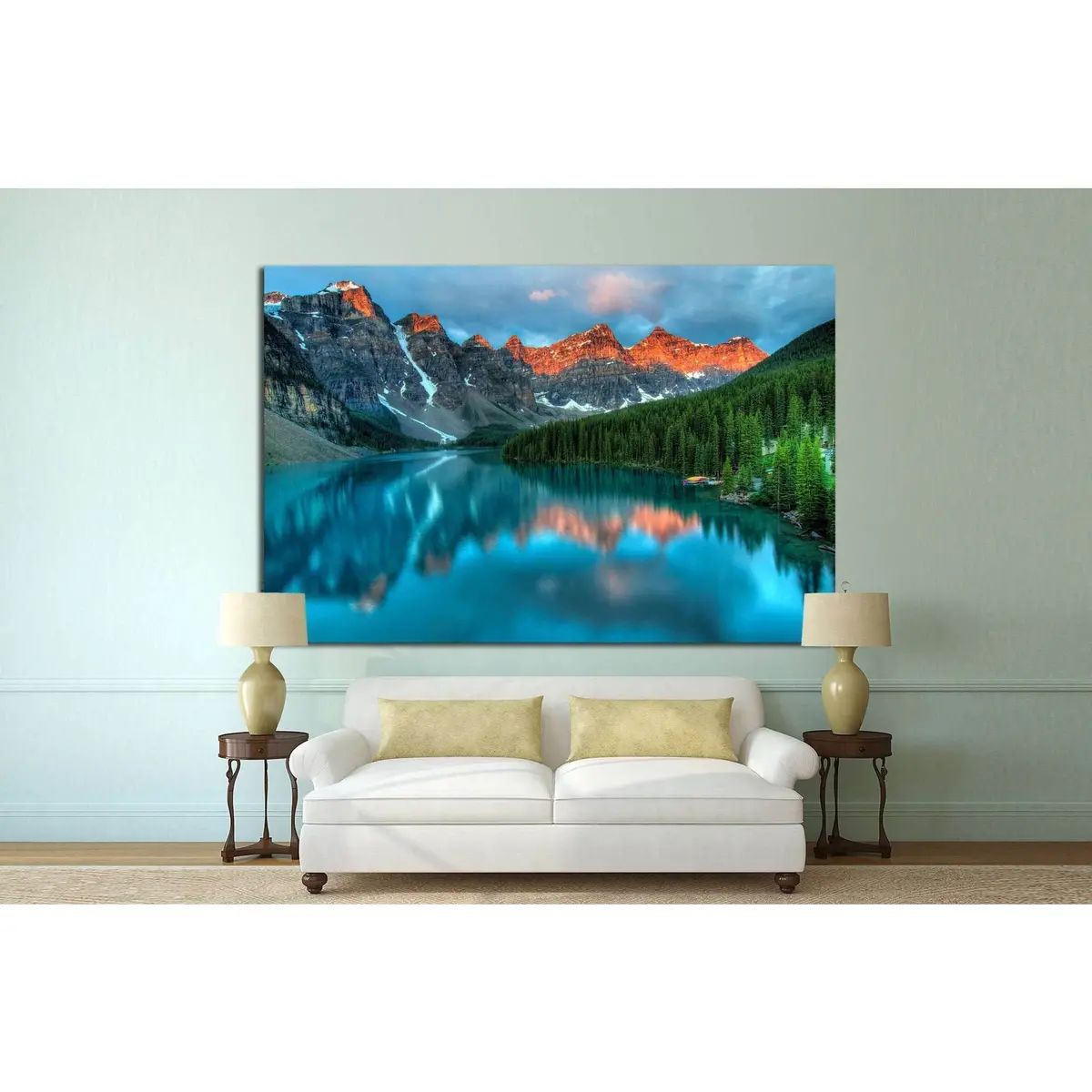 Moraine Lake In Banff National Park №749 Ready To Hang Canvas Print 2