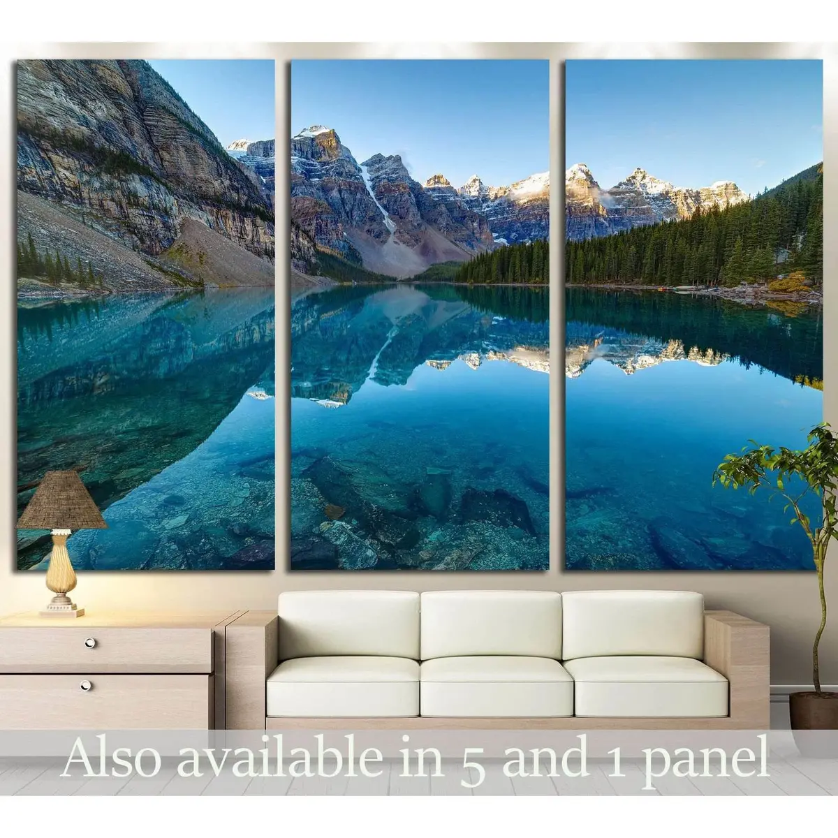 Moraine Lake Panorama In Banff National Park, Alberta, Canada №2009 Ready To Hang Canvas Print 5