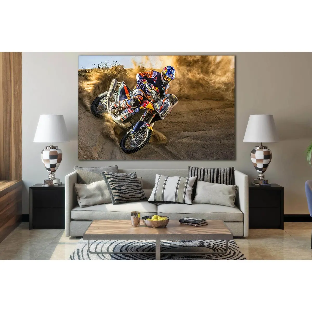 Motocross Biker Raises Dust №Sl950 Ready To Hang Canvas Print 1