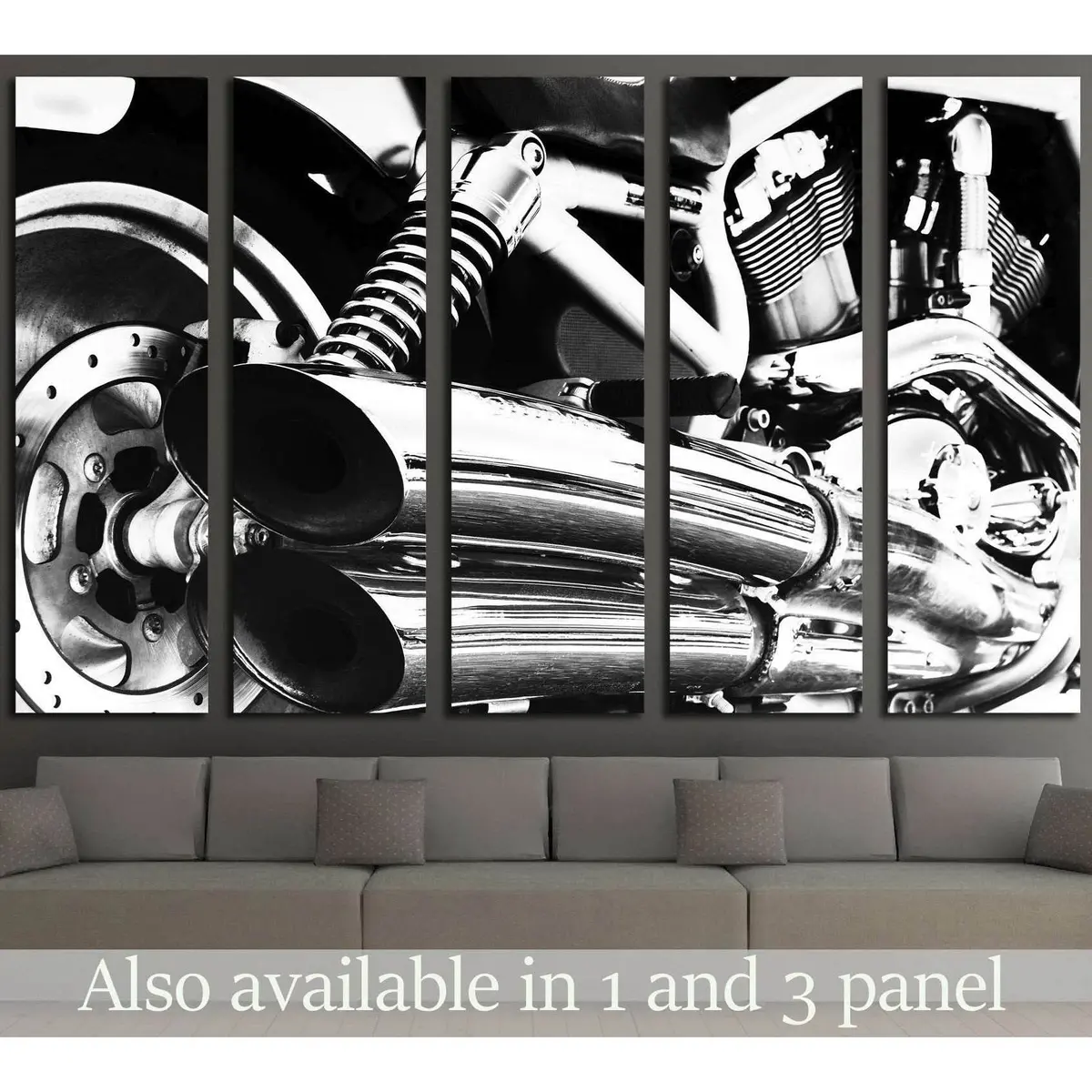 Vintage Motorcycle Engine Canvas Wall Art Print #532