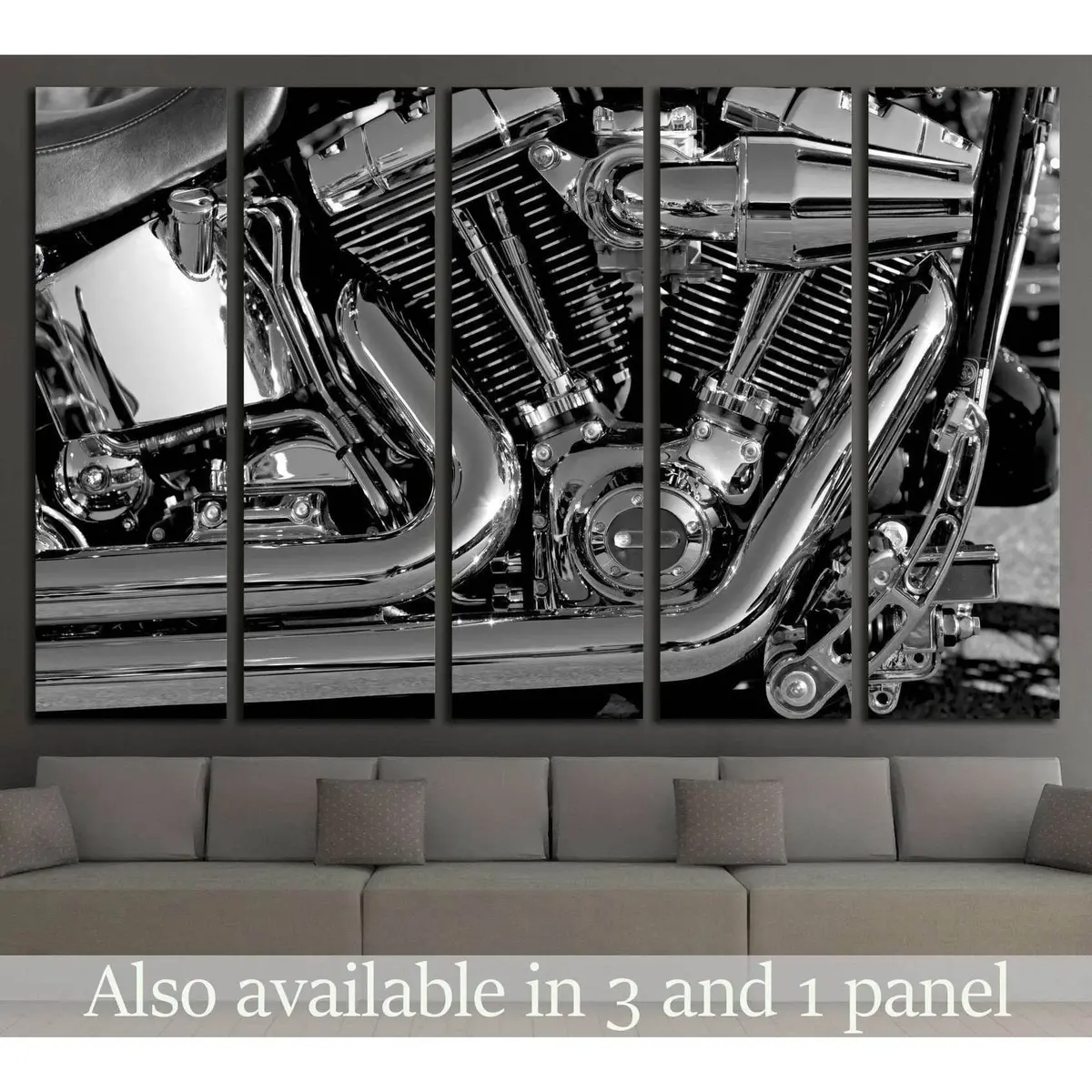 Vintage Motorcycle Engine Canvas Wall Art – Ready-to-Hang Print #520