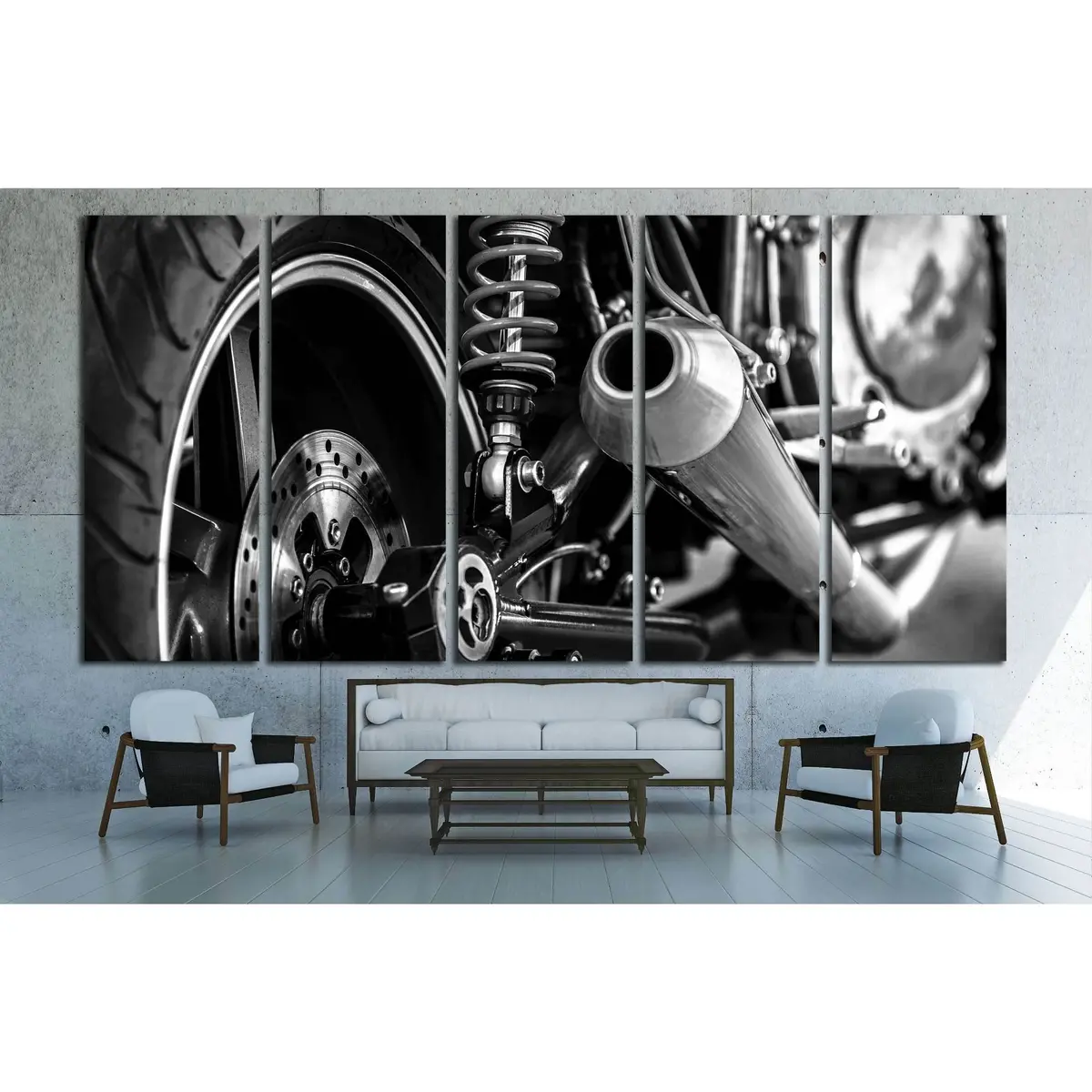 Vintage Motorcycle Rear View Black and White Canvas Wall Art №3279 - Image 3