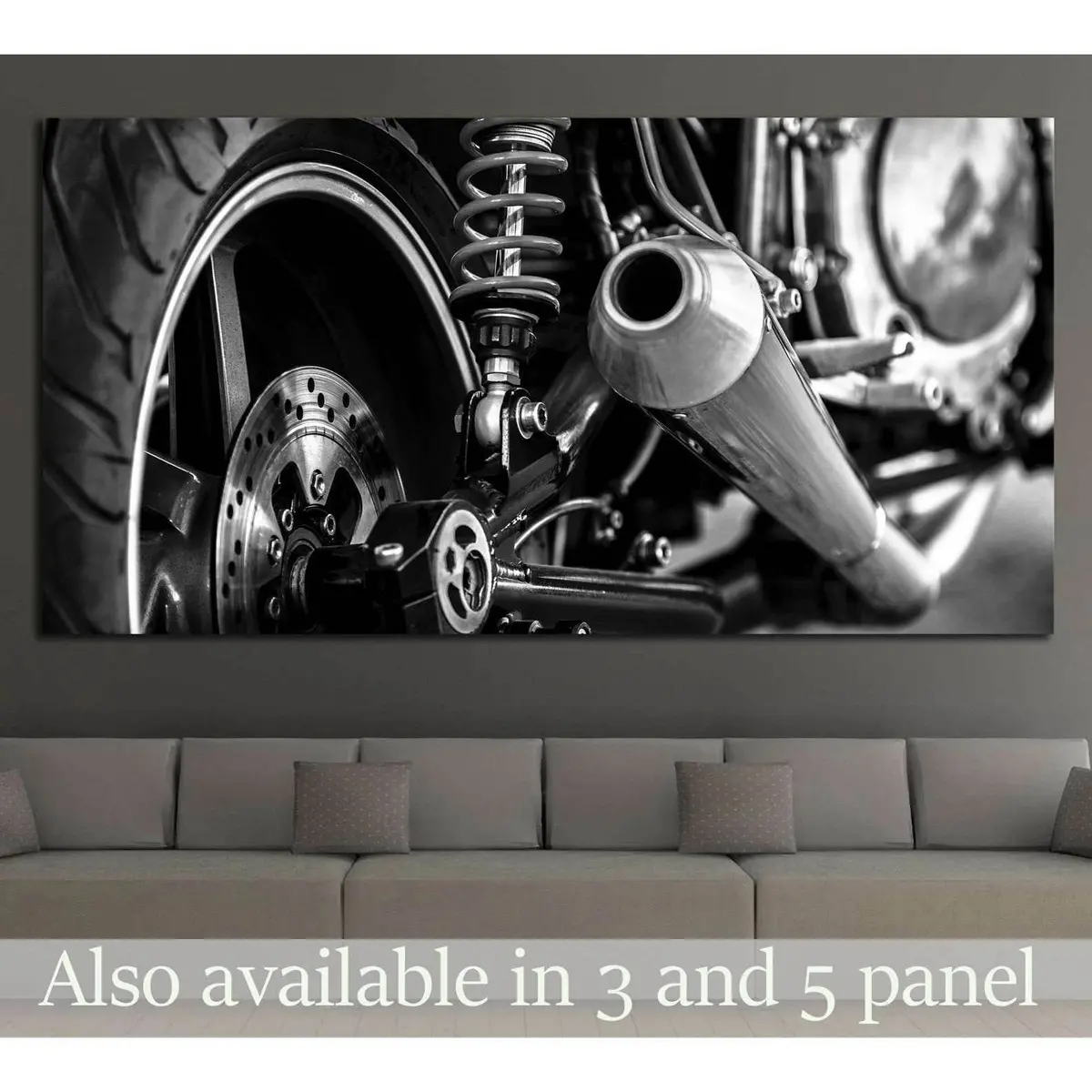 Motorbike Rear In Black And White №3279 Ready To Hang Canvas Print 1