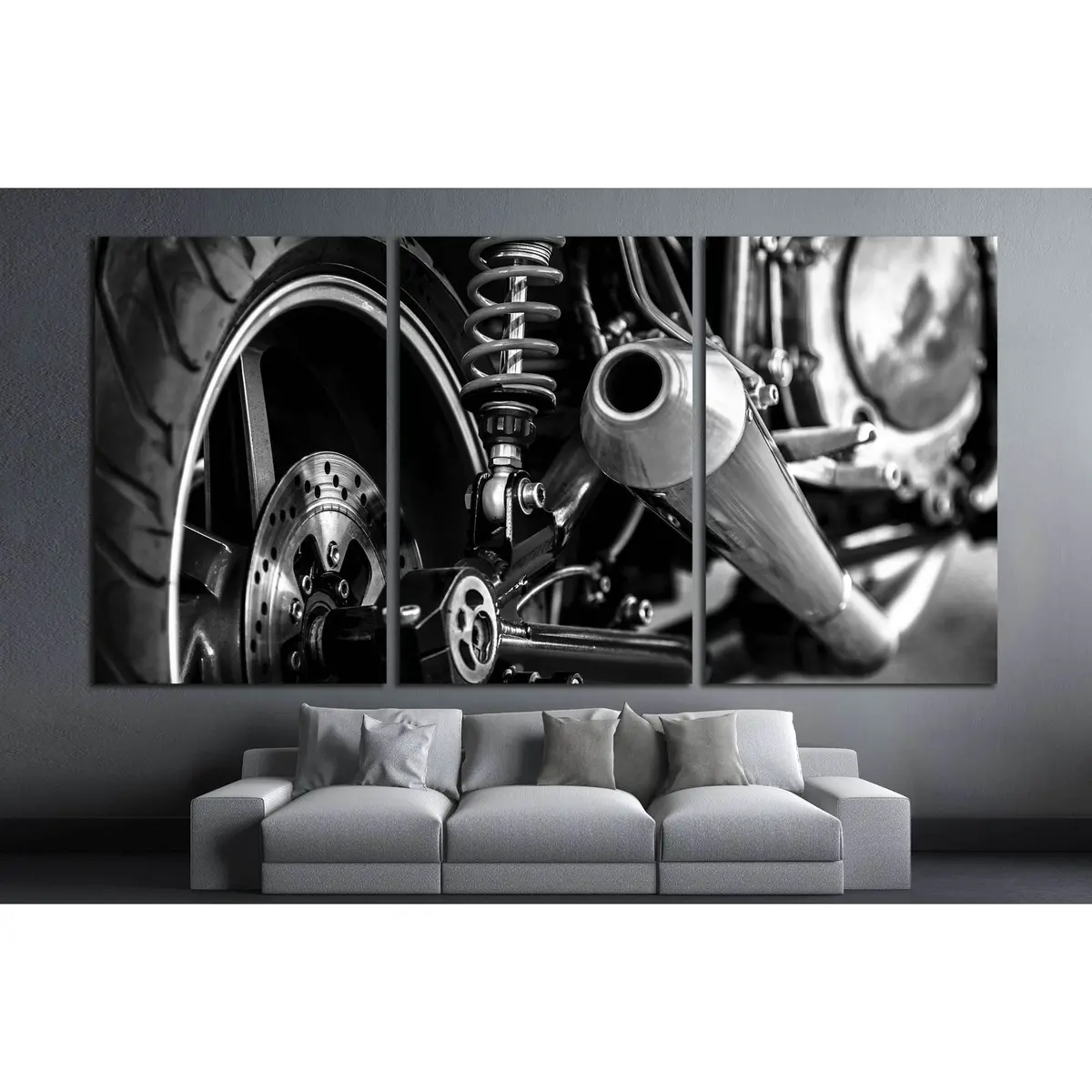 Motorbike Rear In Black And White №3279 Ready To Hang Canvas Print 5