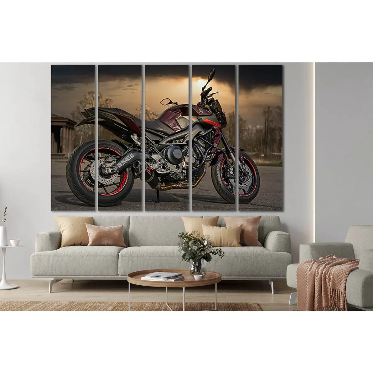Motorcycle Street Parking Wall Art №SL769 – Premium Ready-to-Hang Canvas Print - Image 3