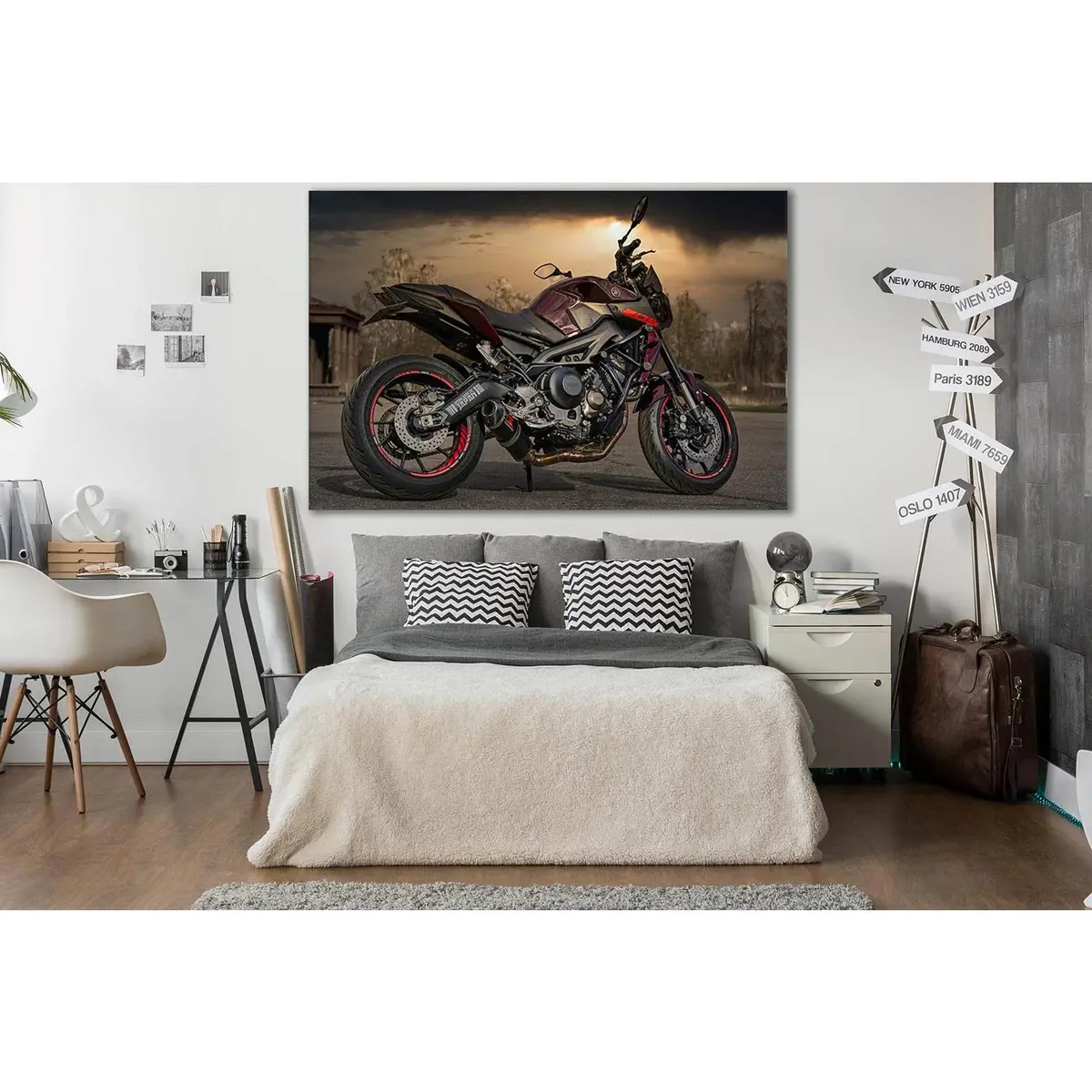 Motorcycle Parking On The Road №Sl769 Ready To Hang Canvas Print 2
