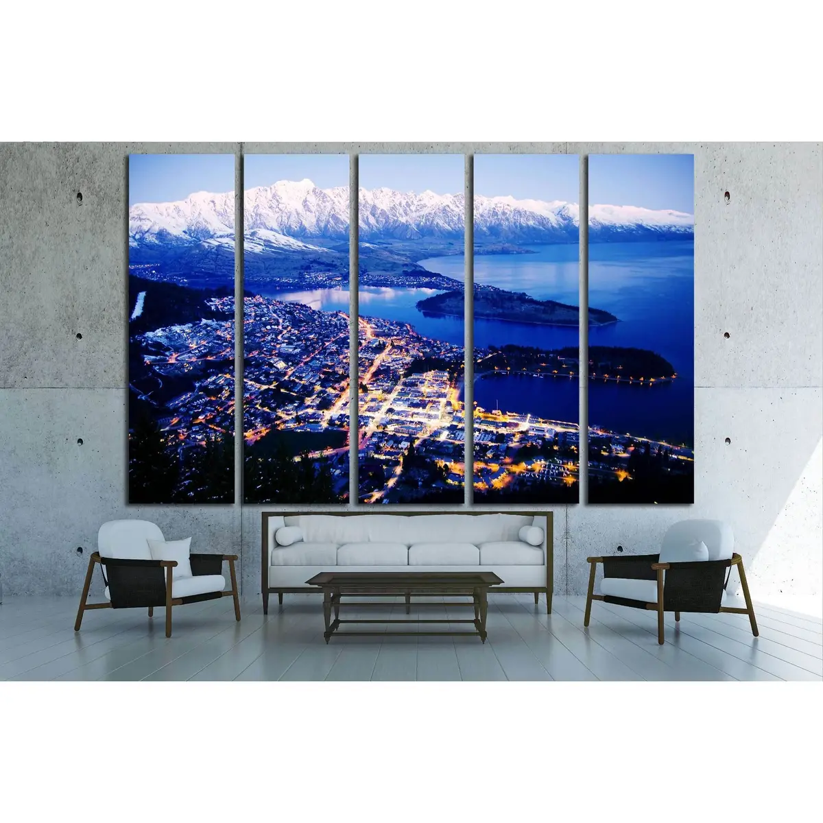 Scenic Mountain, City & Lake Canvas Art Print – Ready to Hang - Image 3