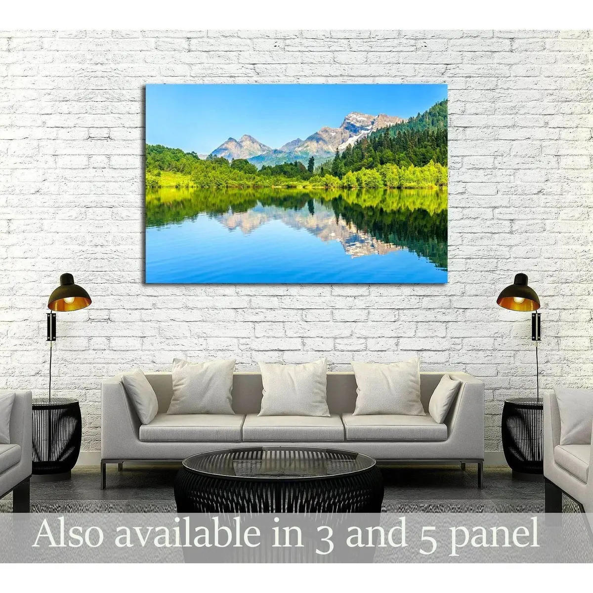 Mountain Forest Lake Reflection №2910 Ready To Hang Canvas Print 1