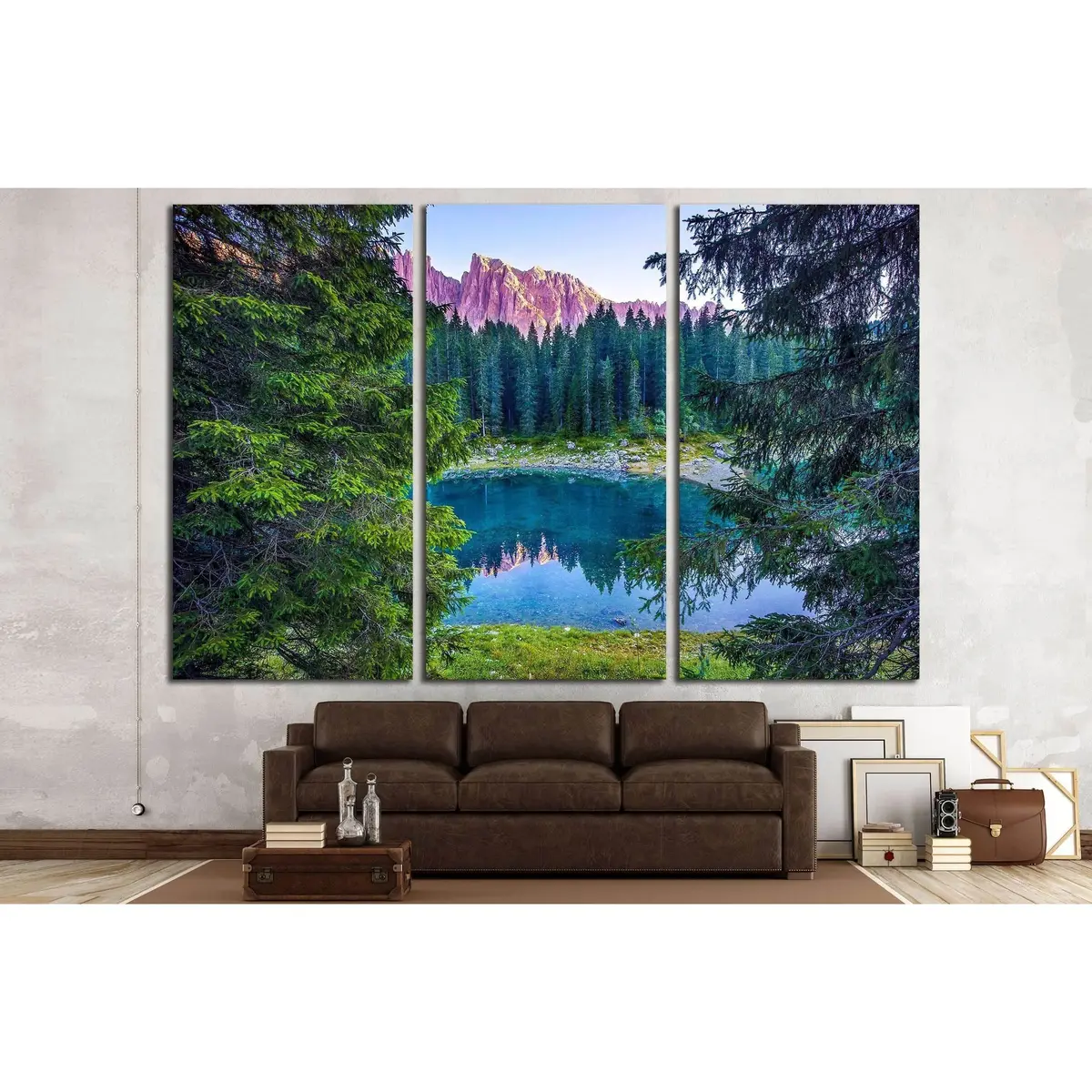 Mountain Lake Forest Reflection Landscape №2911 Ready To Hang Canvas Print 5