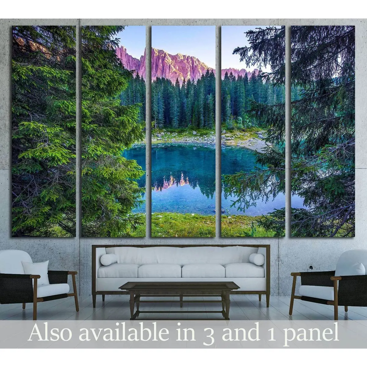 Serene Mountain Lake & Forest Reflection Canvas Art Print