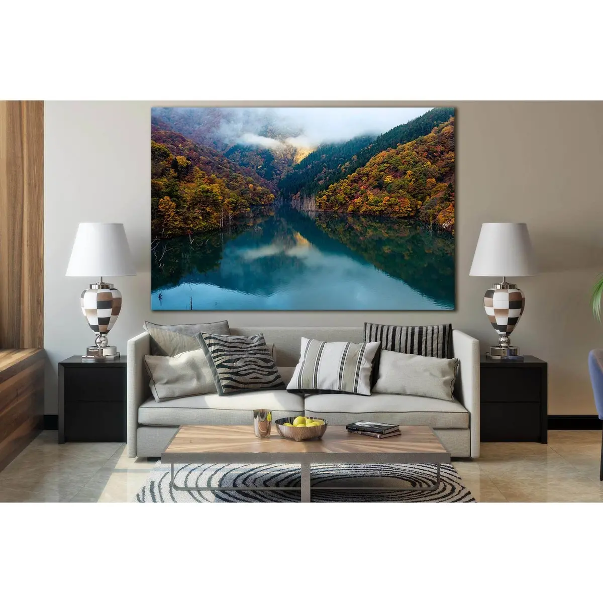 Mountain Lake In Autumn №Sl1594 Ready To Hang Canvas Print 1