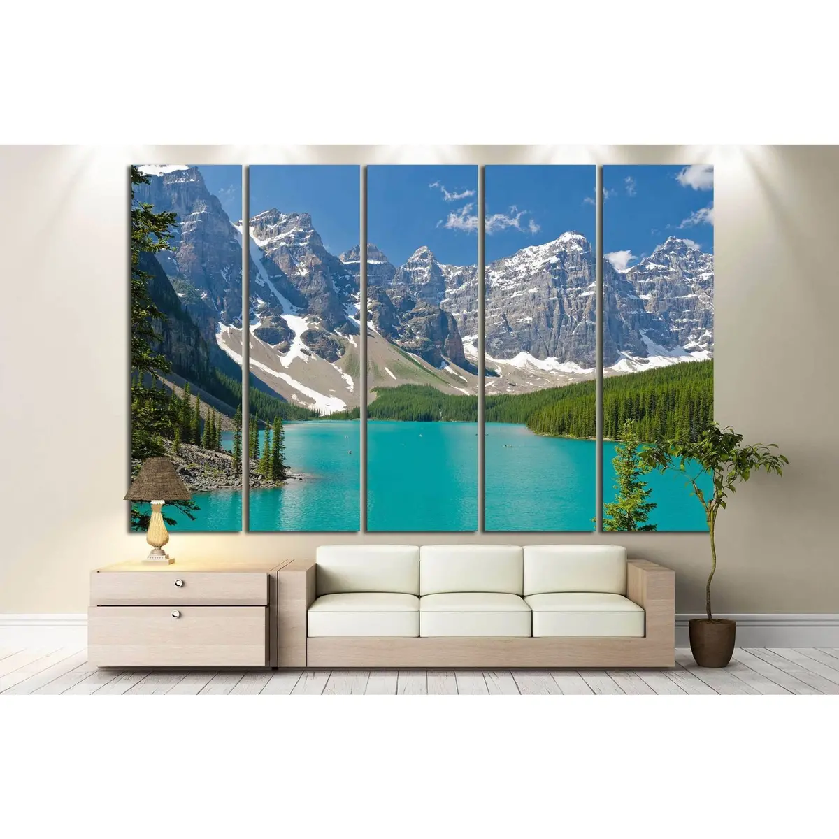 Scenic Canadian Mountain Lake Canvas Art Print №629 - Image 2