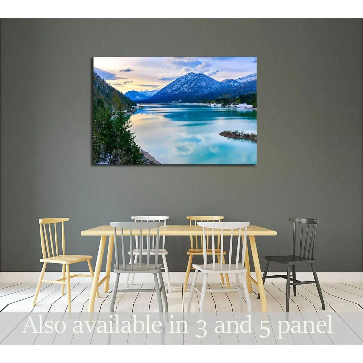 Mountain Lake Sunset Landscape №3074 Ready To Hang Canvas Print 1