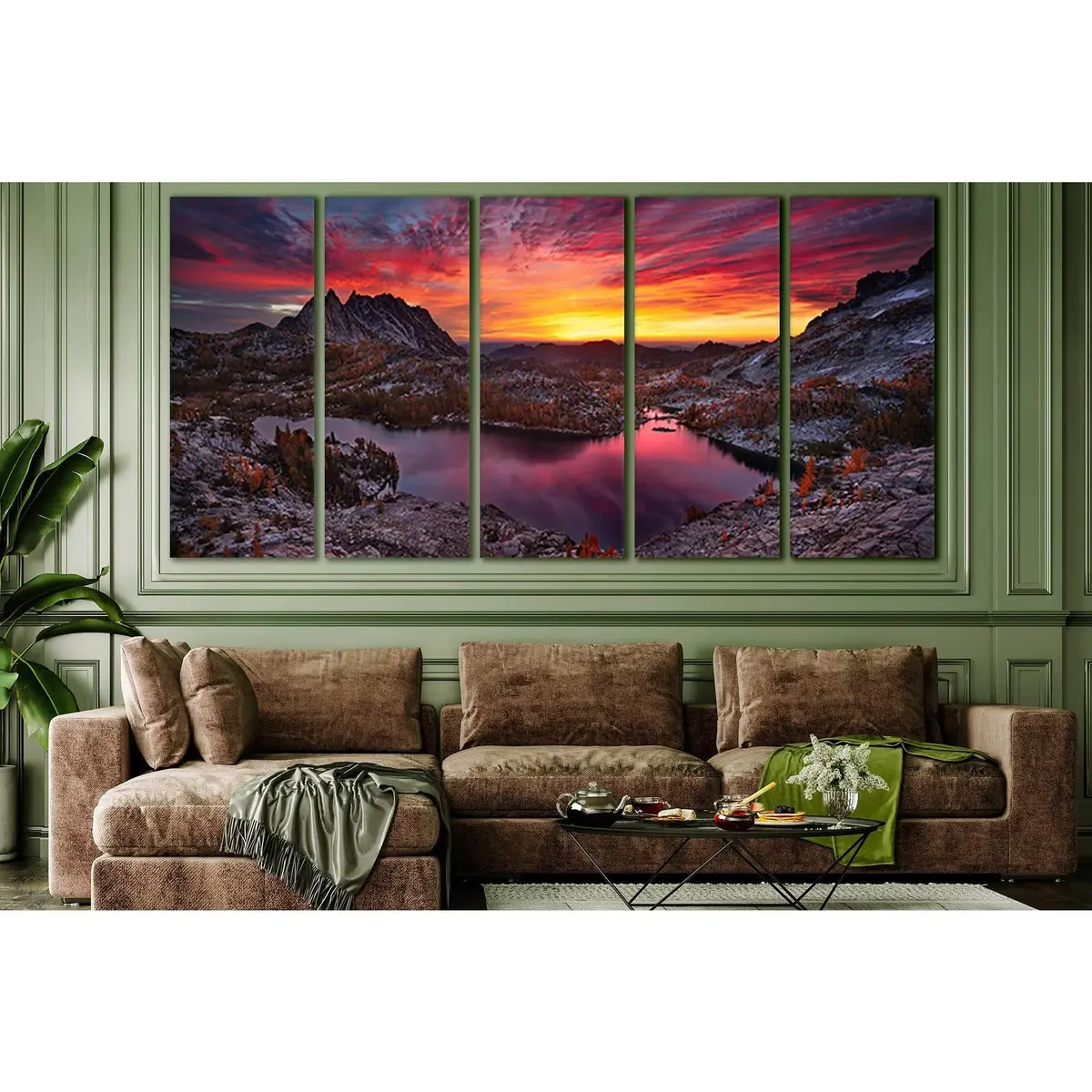 Scenic Mountain Lake Sunset Canvas Art Print – Pre-Installed Hanging Hardware - Image 3