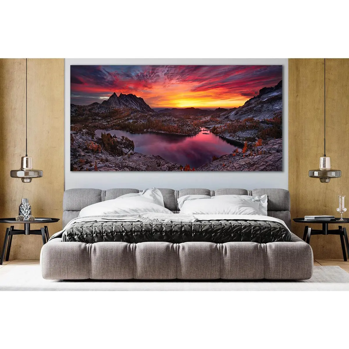 Mountain Lake Sunset №Sl273 Ready To Hang Canvas Print 2