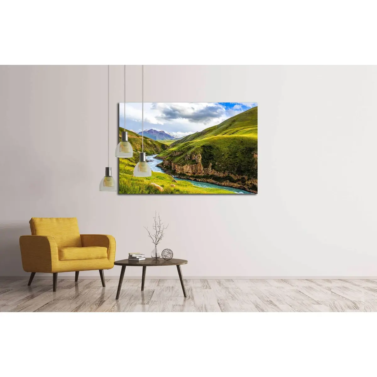 Mountain River Stream Landscape №3188 Ready To Hang Canvas Print 3
