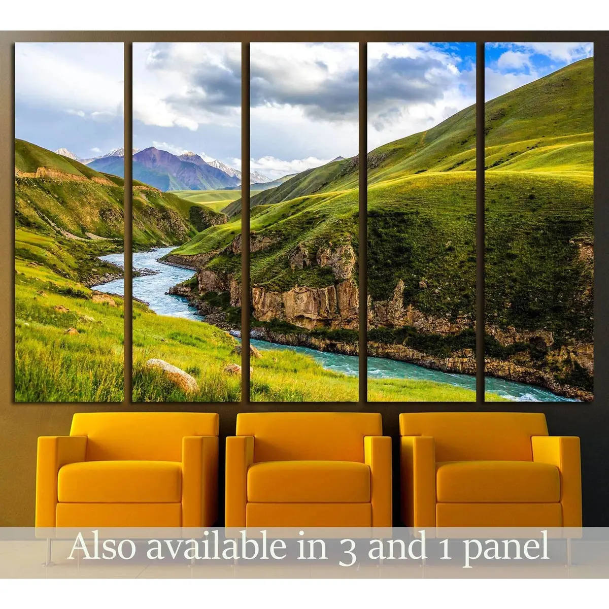 Scenic Mountain River & Stream Landscape Canvas Art Print #3188
