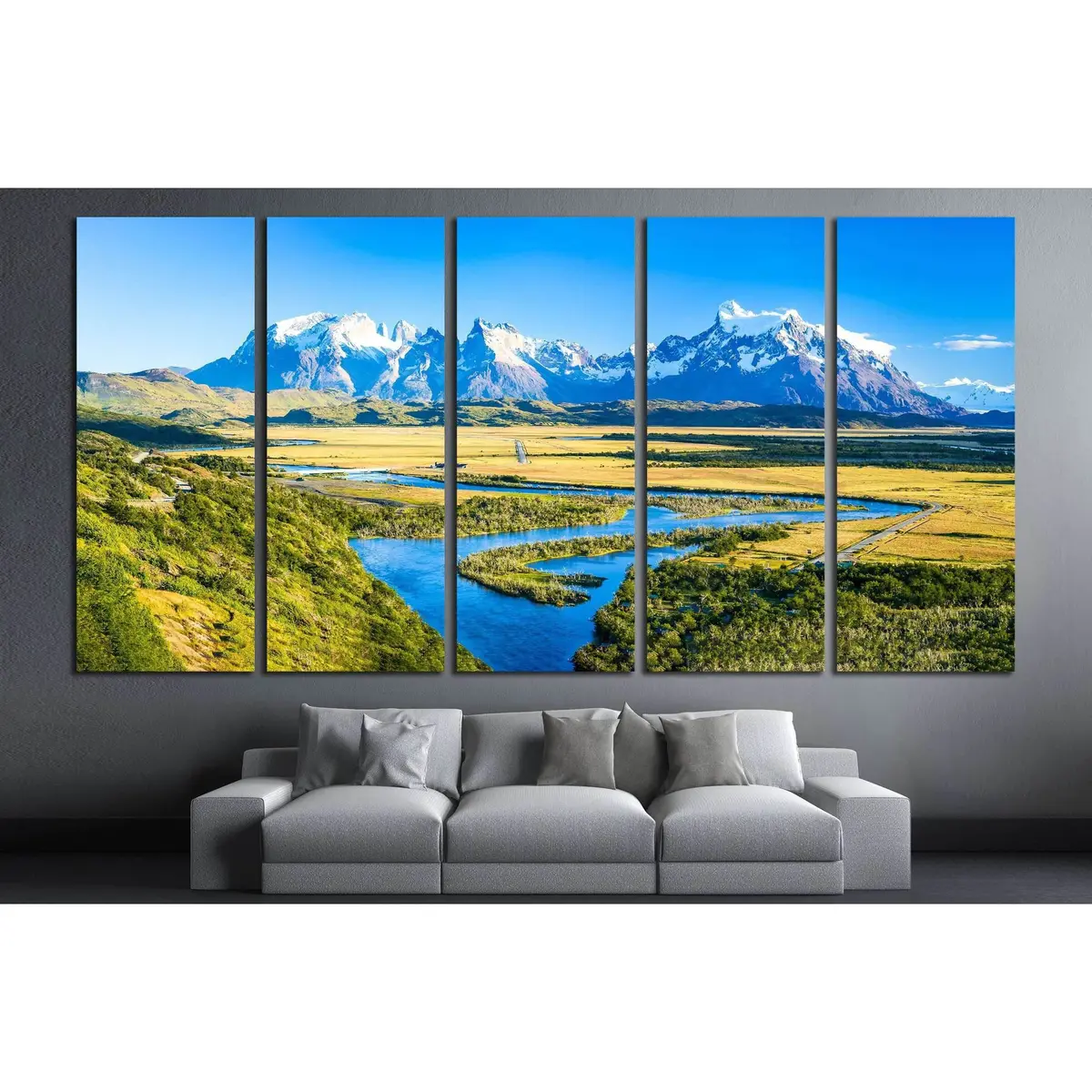 Panoramic Mountain River Valley Canvas Art Print №2912 – Ready to Hang - Image 3