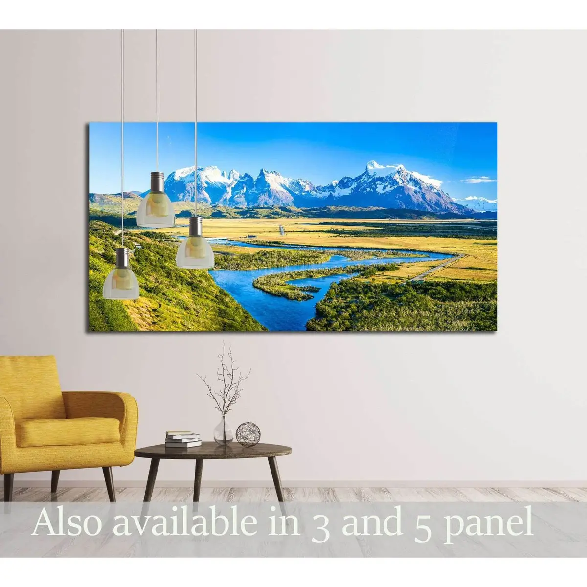 Mountain River Valley Panorama Landscape №2912 Ready To Hang Canvas Print 1