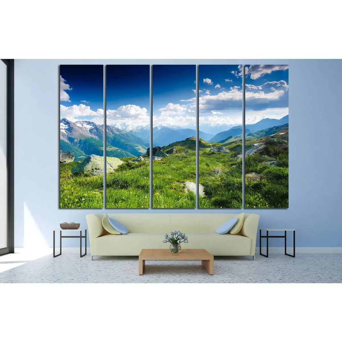 Swiss Alps Landscape Canvas Art Print №638 - Image 2