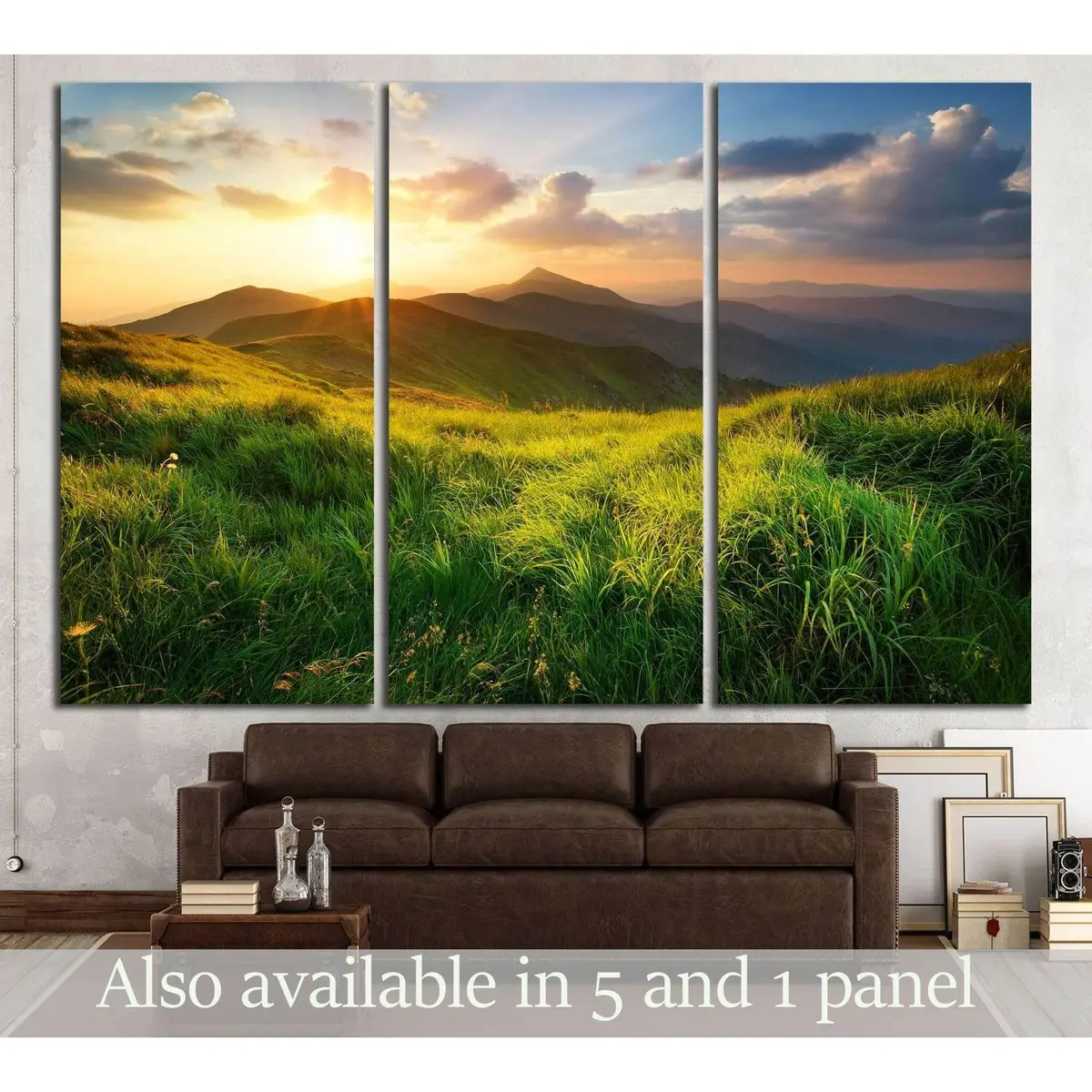 Mountain Valley During Sunrise. Natural Summer Landscape №3156 Ready To Hang Canvas Print 5