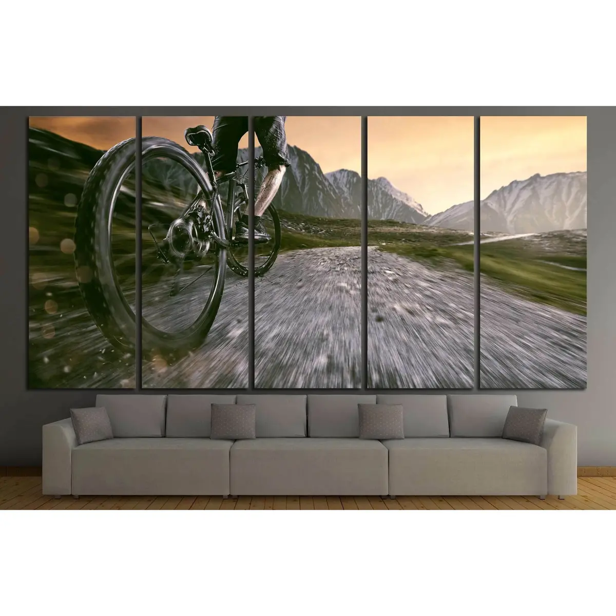 Uphill Mountain Biker Canvas Wall Art – Ready to Hang Print - Image 3