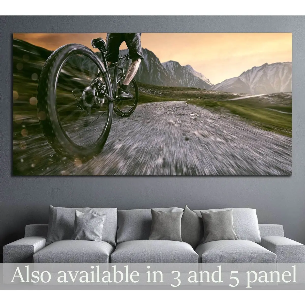 Mountainbiker Goes Uphill №3254 Ready To Hang Canvas Print 1