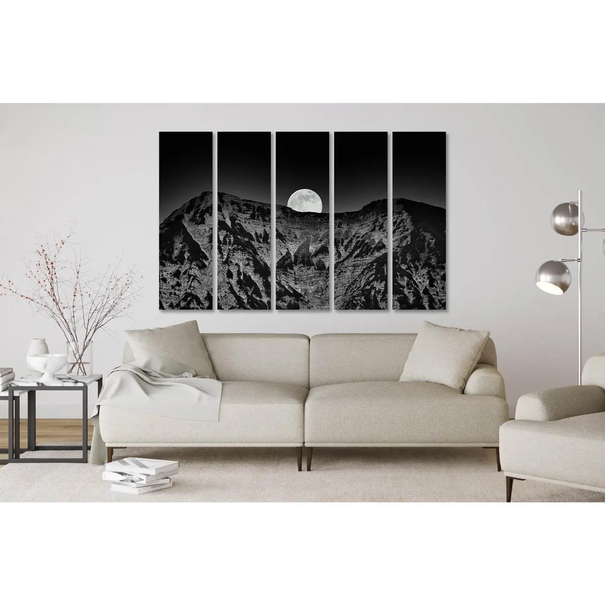 Starry Night Mountain Canvas Art – Premium Ready-to-Hang Wall Decor (D2830)