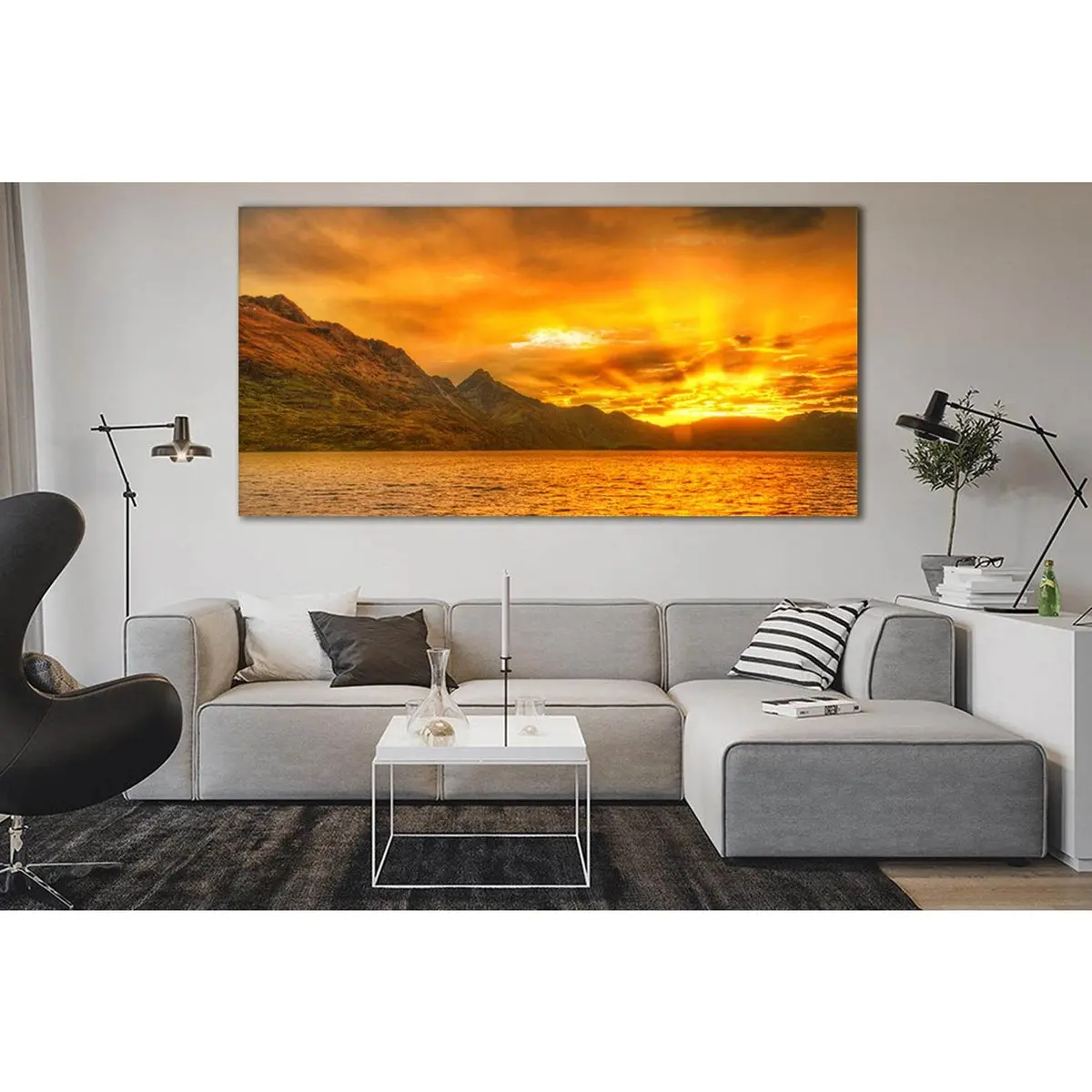 Mountains Sea At Sunset №Sl247 Ready To Hang Canvas Print 1