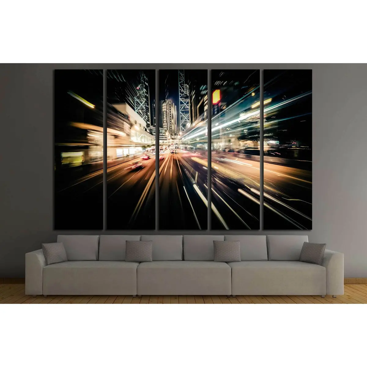 Hong Kong Urban Night Skyline Canvas Art – Modern Cityscape Print, Ready to Hang - Image 3