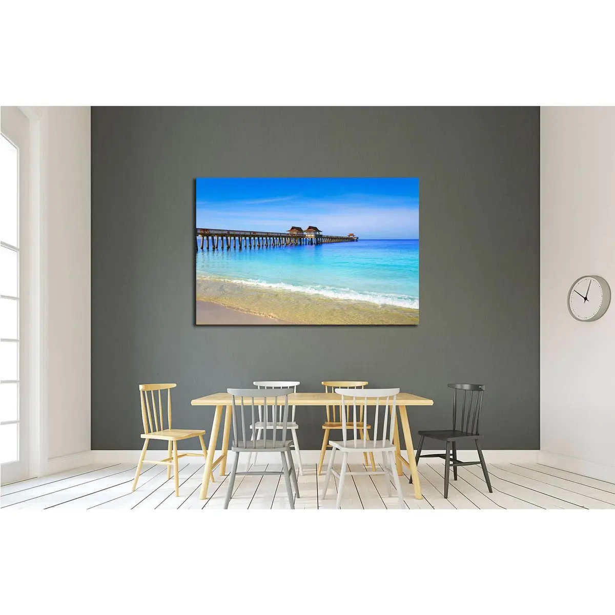Naples Pier And Beach In Florida Usa Sunny Day №1904 Ready To Hang Canvas Print 3