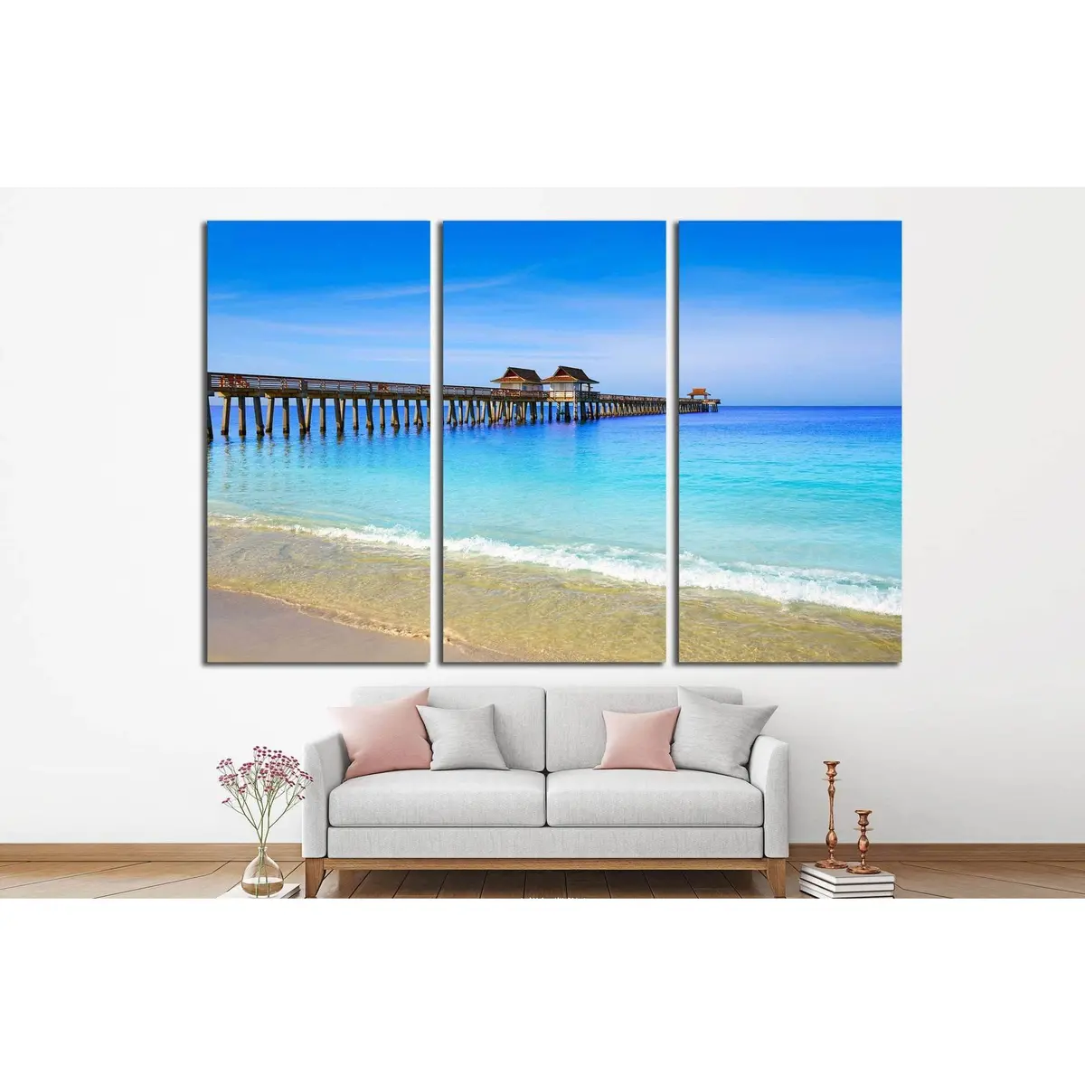 Naples Pier And Beach In Florida Usa Sunny Day №1904 Ready To Hang Canvas Print 5