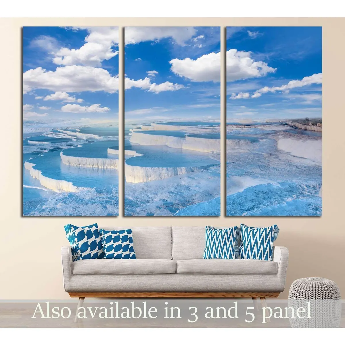 Natural Travertine Pools And Terraces In Pamukkale №3140 Ready To Hang Canvas Print 5