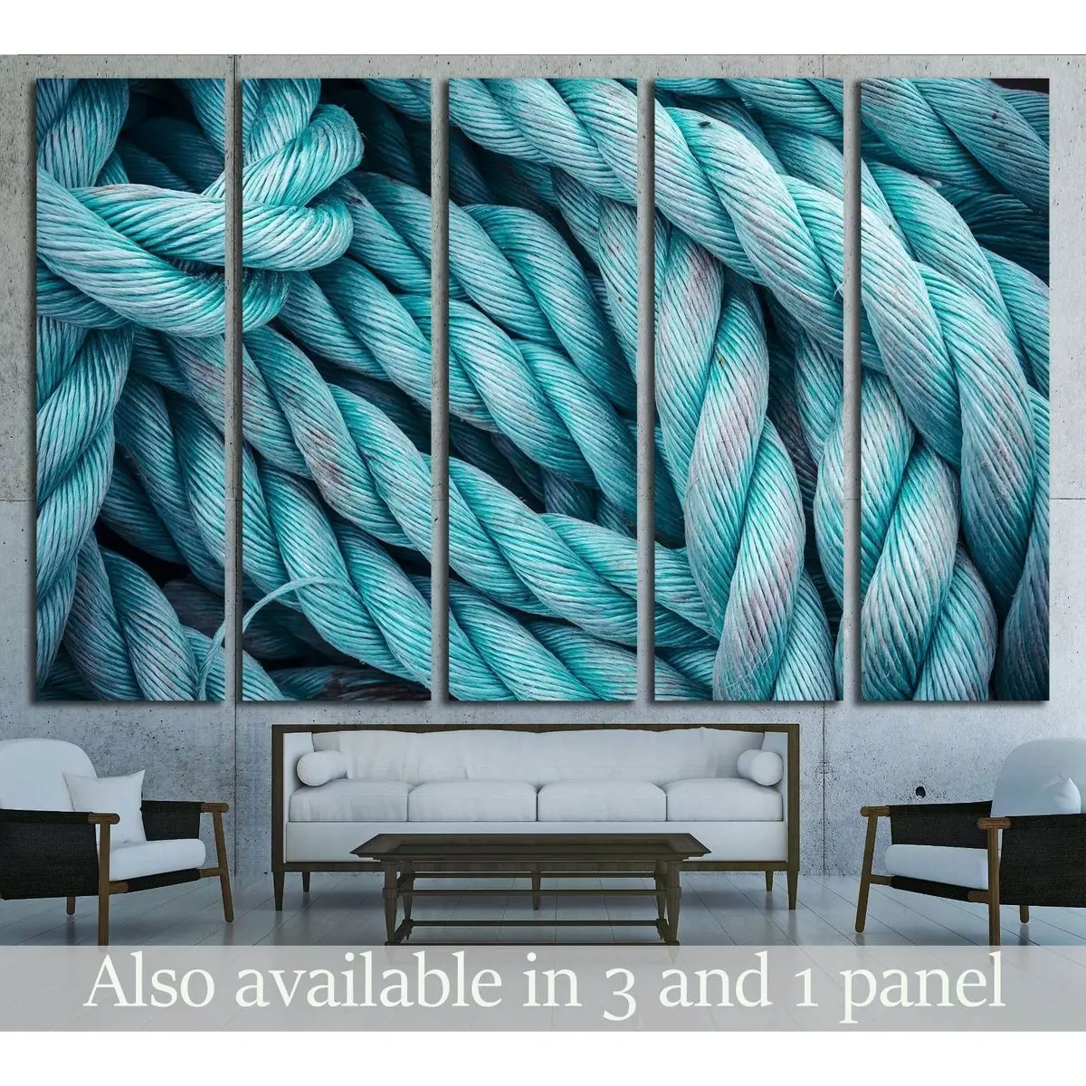 Vintage Blue Frayed Rope Texture – Nautical-Themed Canvas Wall Art, Ready-to-Hang Print