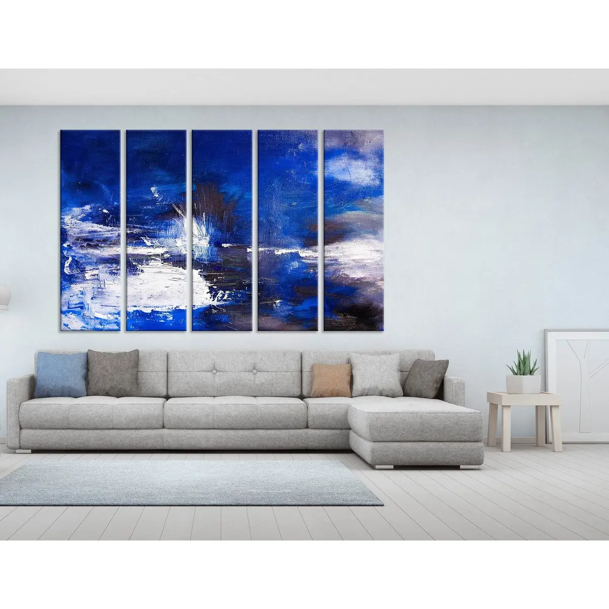 Premium Navy Blue Abstract Canvas Art Print #04268 – Ready-to-Hang Wall Decor