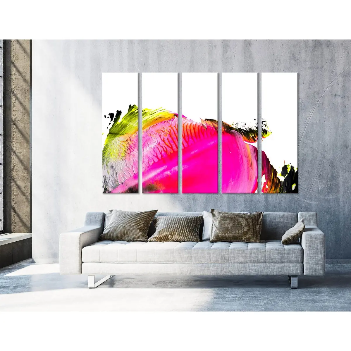 Vibrant Neon Abstract Canvas Art on White Background – Ready-to-Hang Wall Decor