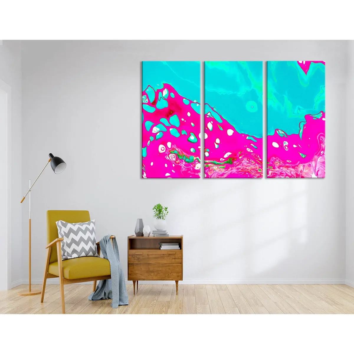 Neon Crimson And Blue Abstract №04417 Ready To Hang Canvas Print 5