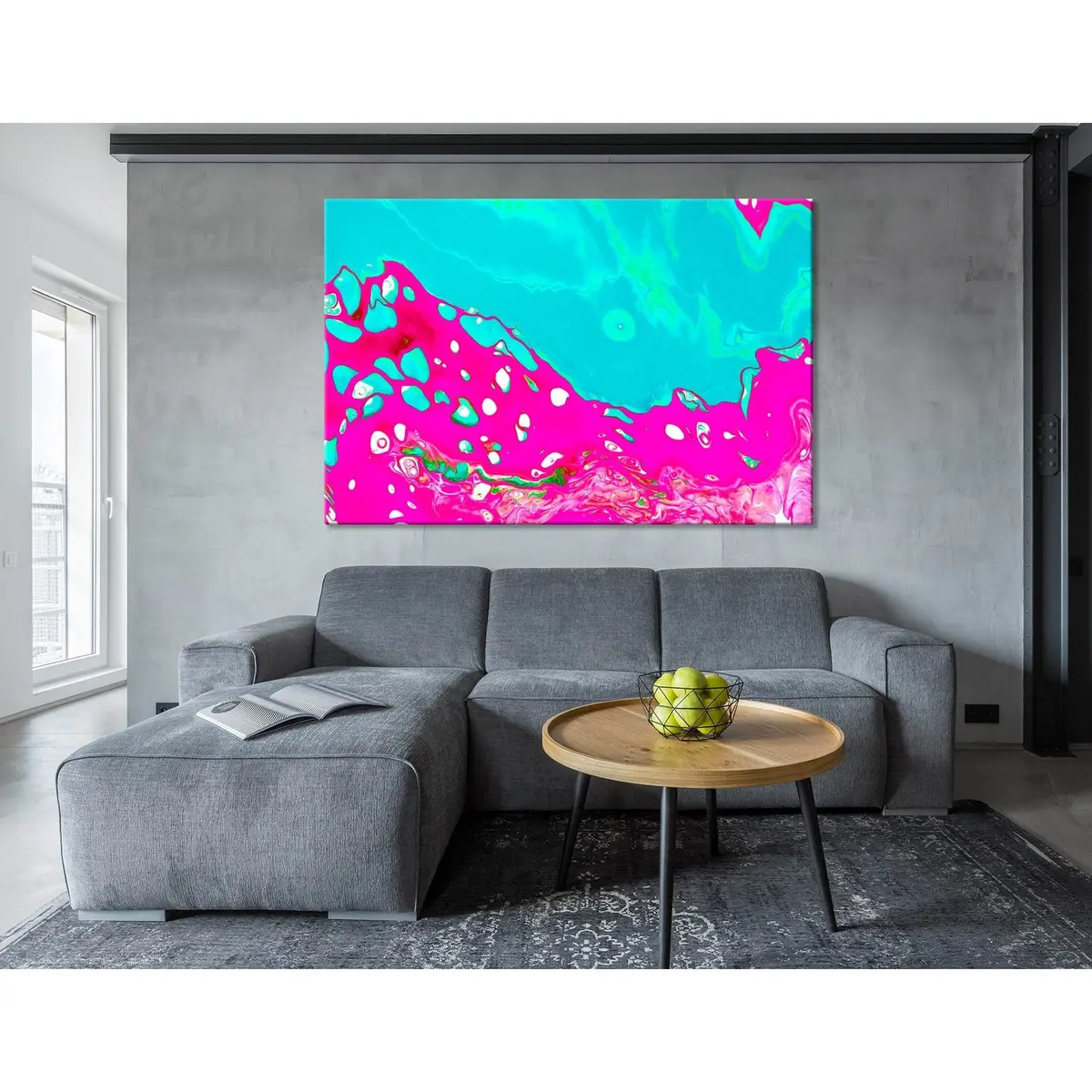 Neon Crimson And Blue Abstract №04417 Ready To Hang Canvas Print 3