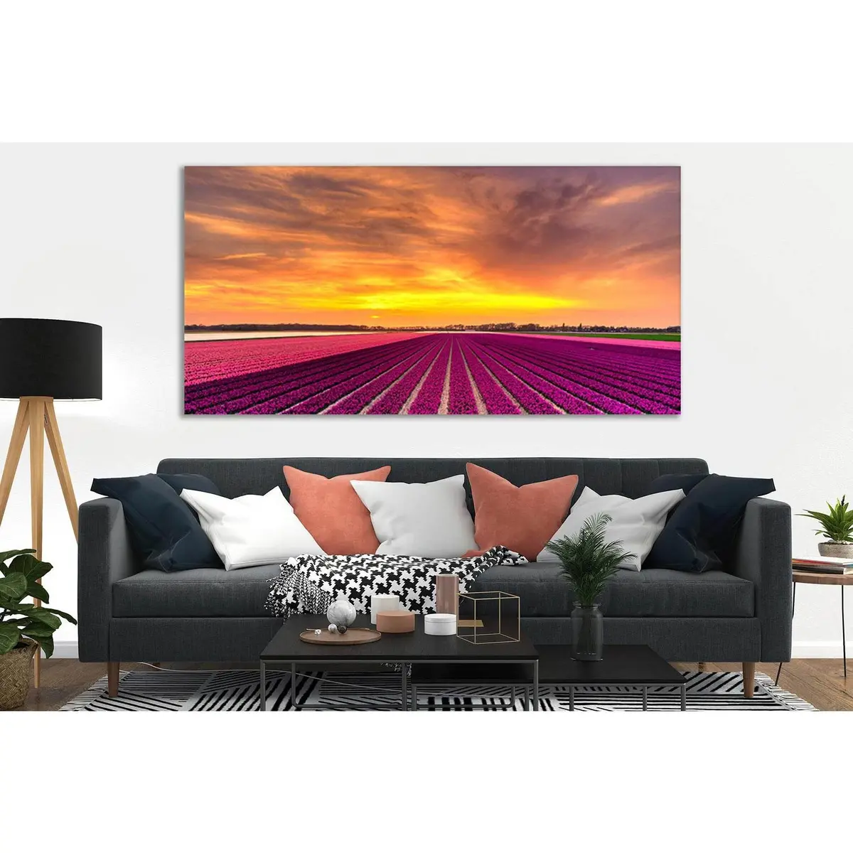 Netherlands Flowers Field Sunset №Sl232 Ready To Hang Canvas Print 2