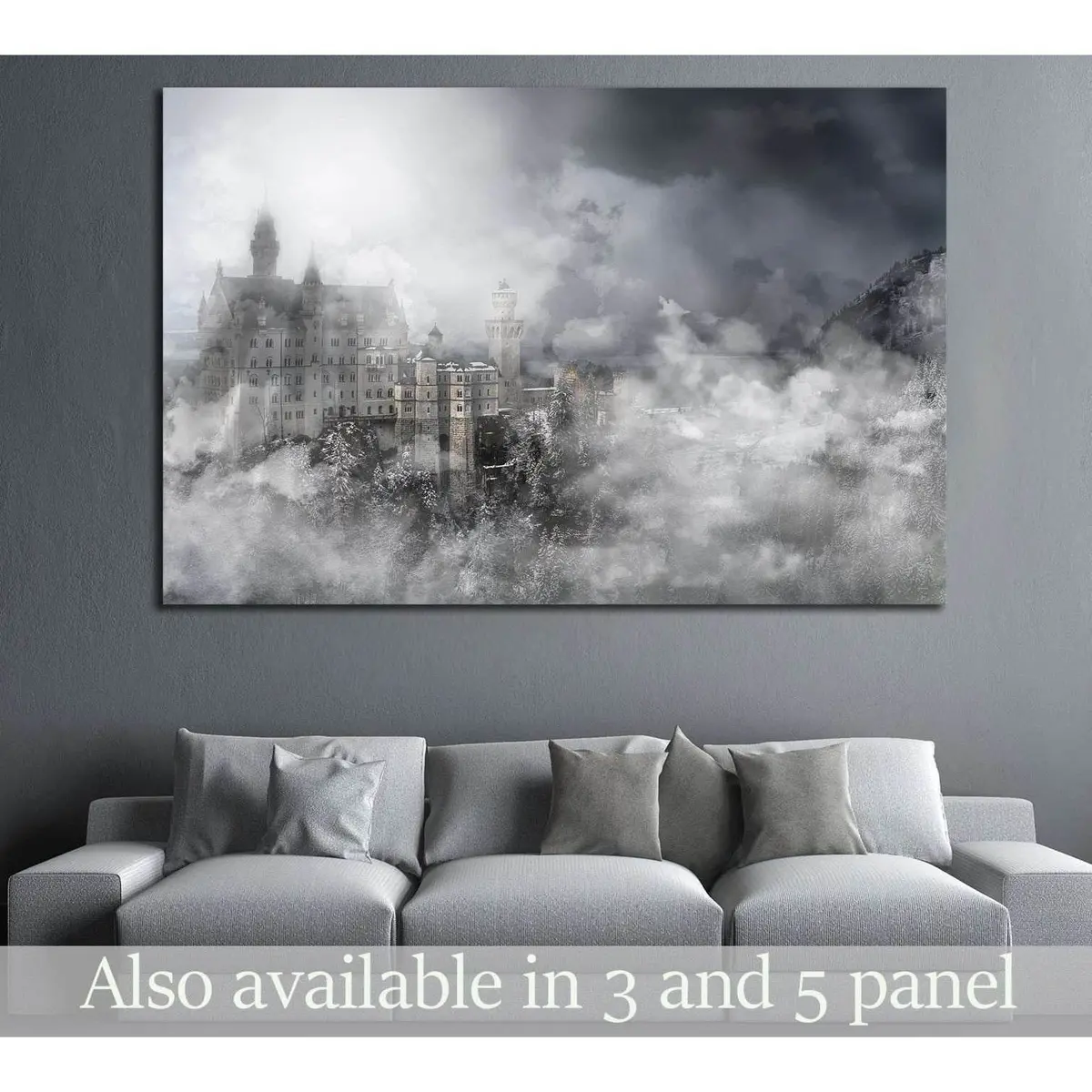 Neuschwanstein Castle In The Bavaria Alp №1814 Ready To Hang Canvas Print 1