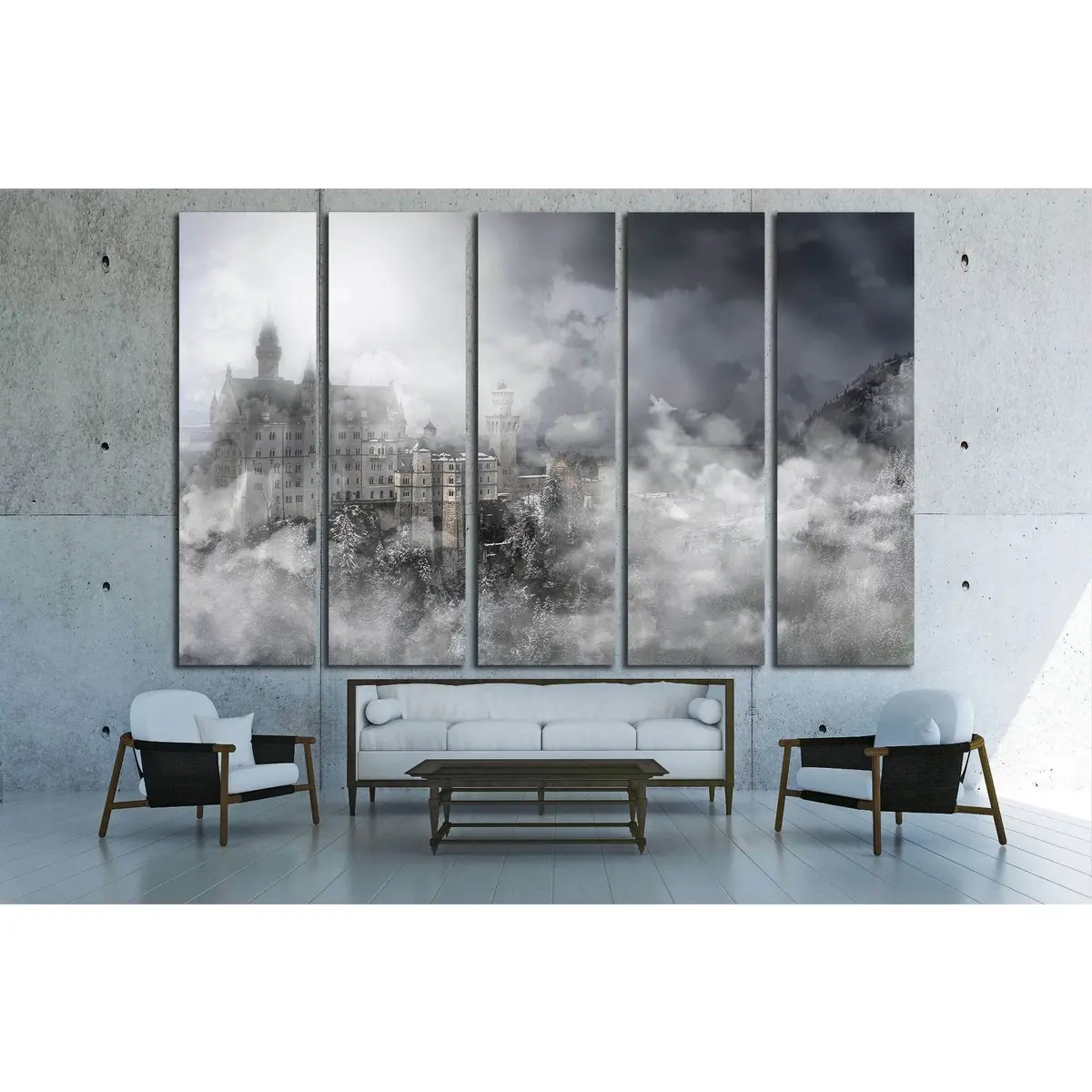 Ready-to-Hang Neuschwanstein Castle Canvas Wall Art – Bavarian Alps Scene - Image 2