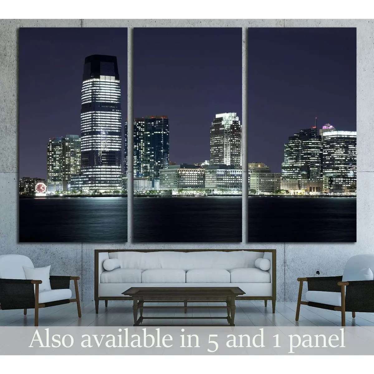 New Jersey And River Hudson In The Night №1672 Ready To Hang Canvas Print 5