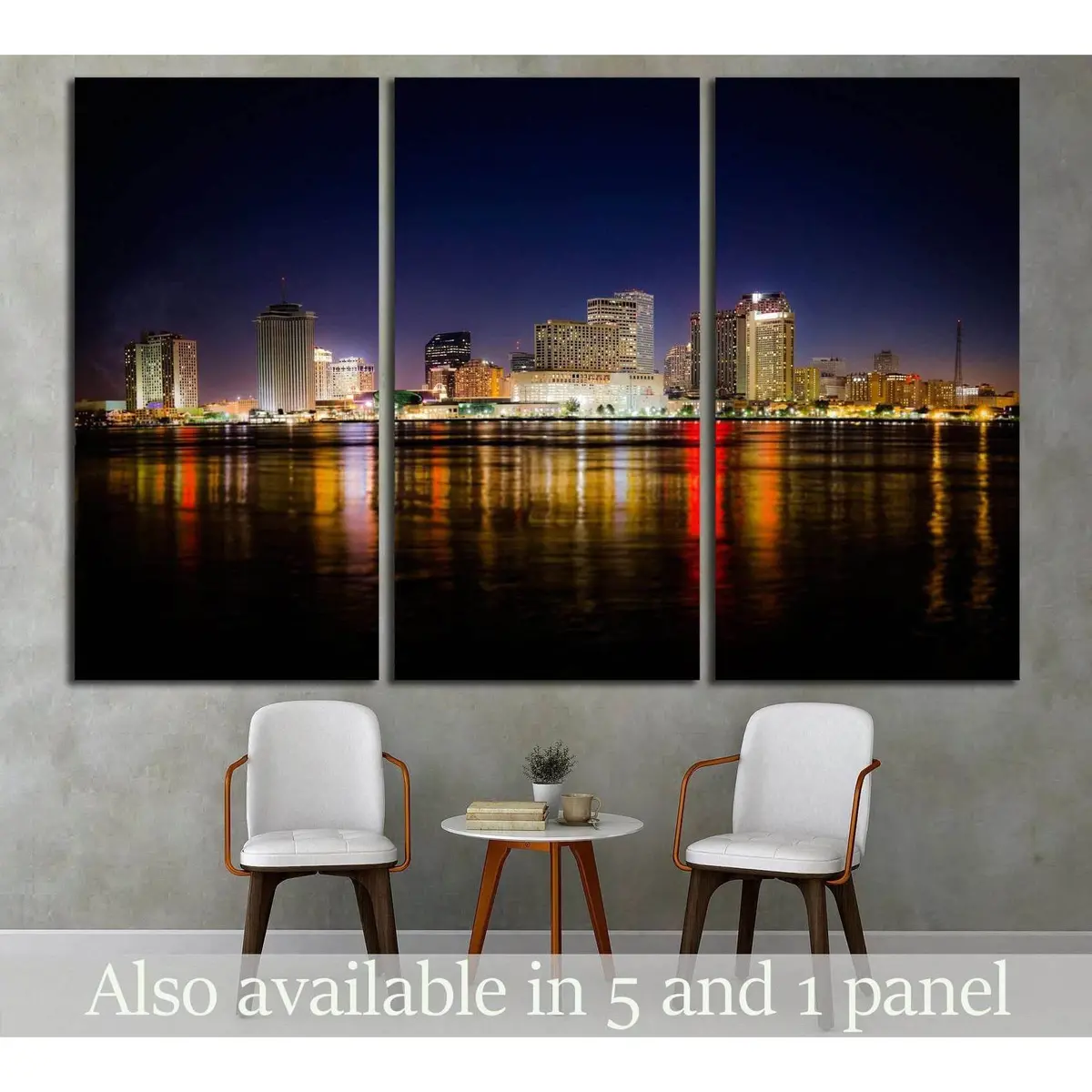 New Orleans Skyline At Night №1700 Ready To Hang Canvas Print 5