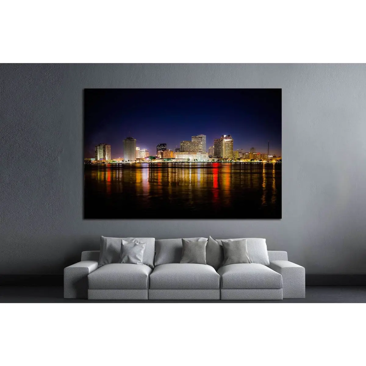 New Orleans Skyline At Night №1700 Ready To Hang Canvas Print 3