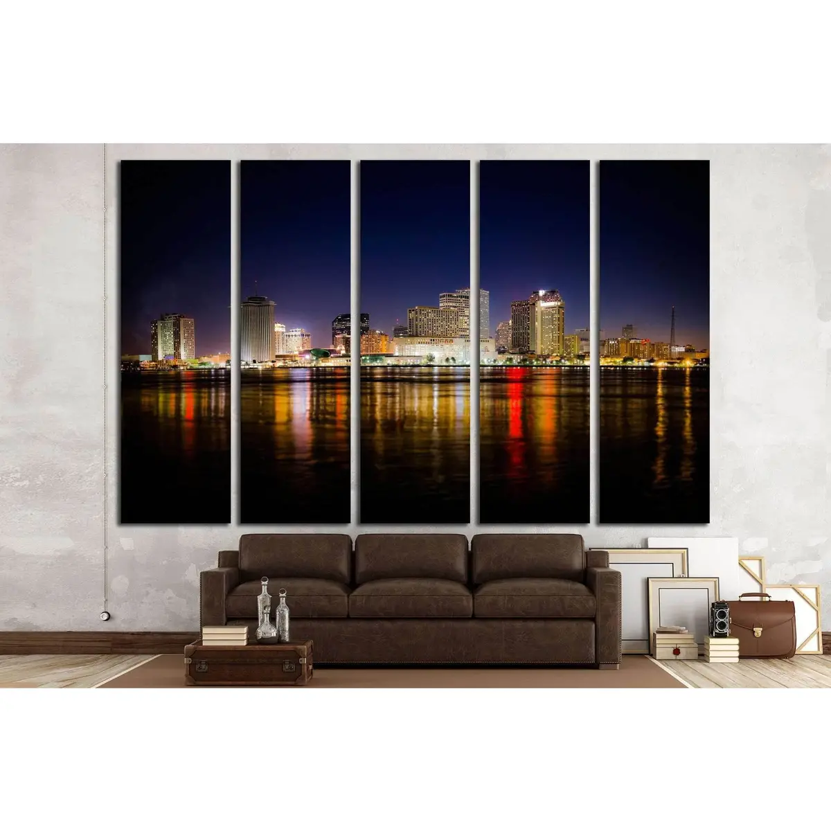 New Orleans Night Skyline Canvas Wall Art – Ready-to-Hang Print #1700 - Image 3